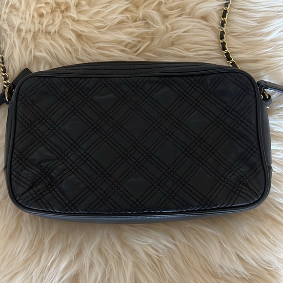 Authentic Black Leather Coach Crossbody Purse with Gold Chain Strap - Picture 2 of 16